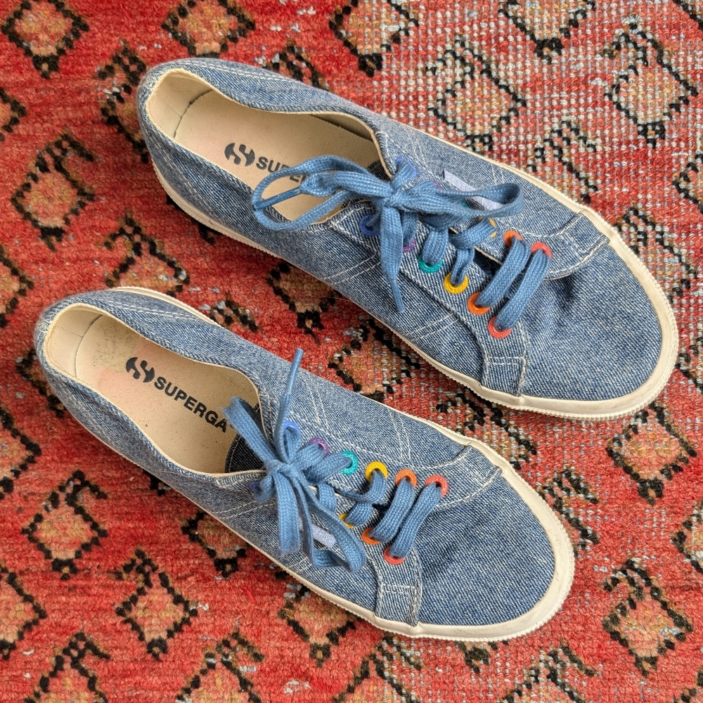 SIZE 8.5 - Superga Women's 2750 Multi Eyelet Denim Sneaker